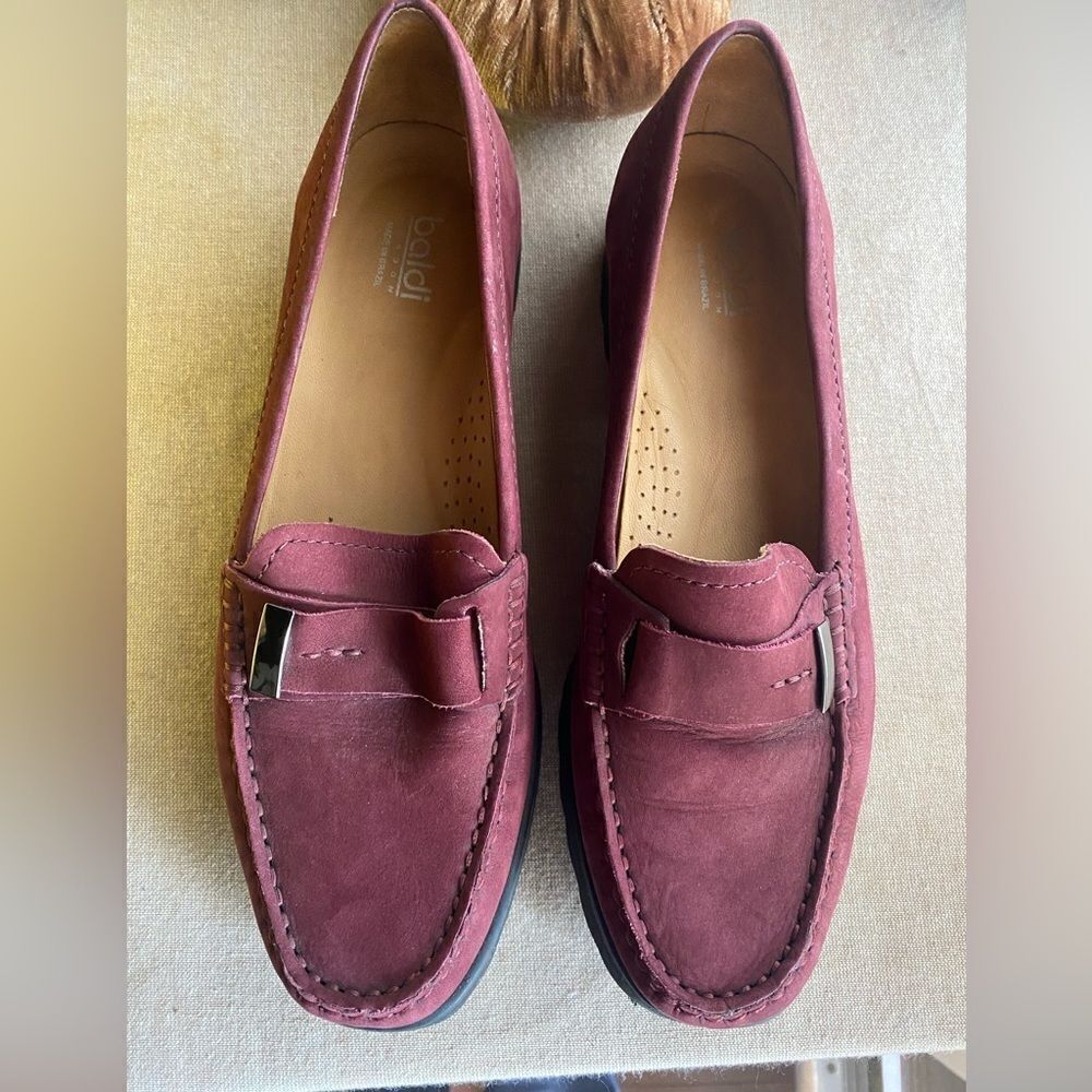 baldi london wine-colored shoes loafers with small platform size 8.5 made New